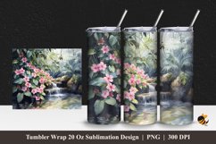 Small River And Flower Tumbler Wrap Sublimation Design 1 Product Image 1