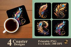 Flaming Feather Coaster Sublimation Designs Product Image 1