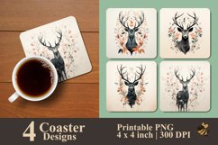 Deer Antlers Coaster Sublimation Designs Product Image 1