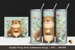 Cute Beaver Tumbler Wrap Sublimation Design 1 Product Image 1