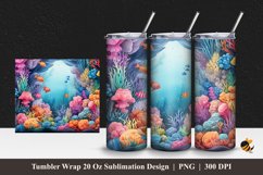 Colorful Ocean Tumbler Wrap Sublimation Design 1 Product Image 1