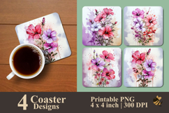 Mallow Flower Coaster Sublimation Design Product Image 1