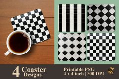 Black and White Coaster Sublimation Designs Product Image 1