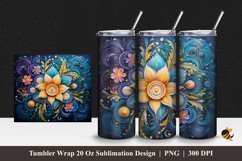 Floral Splendor Tumbler Wrap Sublimation Design 1 Product Image 1