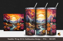 Colorful Valley Tumbler Wrap Sublimation Design 1 Product Image 1