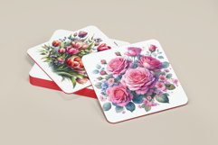 Watercolor Flowers Square Coaster Design Product Image 2