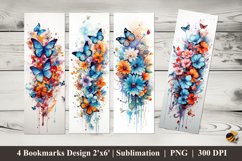 Butterfly Flowers Bookmarks Sublimation Design Product Image 1
