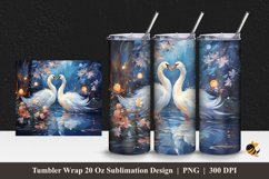 Romantic Swans Tumbler Wrap Sublimation Design 1 Product Image 1