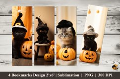 Cat and Pumpkin Bookmarks Sublimation Design Product Image 1