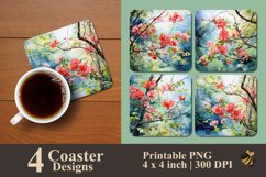 Watercolor Flower Coaster Sublimation Designs Product Image 1