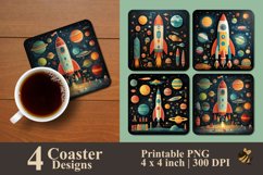 Rocket And Space Coaster Sublimation Designs Product Image 1