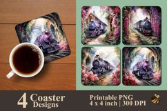Train In A Secret Garden Coaster Sublimation Designs Product Image 1