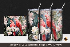 Red Cockatoo Tumbler Wrap Sublimation Design 1 Product Image 1