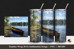 Canoe And Lake Tumbler Wrap Sublimation Design 1 Product Image 1