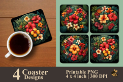 Tropical Bloom Mandala Garden Coaster Sublimation Design Product Image 1