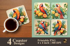 Parrot Bird And Fruit Coaster Sublimation Designs Product Image 1