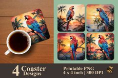 Macaw Parrot Bird Coaster Sublimation Designs Product Image 1