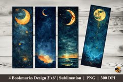 Night Moon Bookmarks Sublimation Design Product Image 1