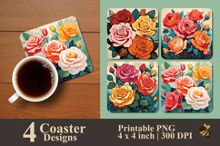Cartoon Roses Coaster Sublimation Designs Product Image 1