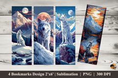 Winter Wolf Bookmarks Sublimation Design Product Image 1