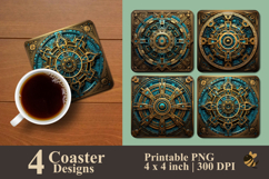 Tribal Circuit Mandala Coaster Sublimation Design Product Image 1