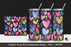 Cute Multicolor Love Tumbler Wrap Sublimation Design 1 Product Image 1
