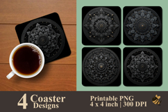 Dark Mandala Coaster Sublimation Design Product Image 1