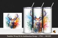 Deer Painting Tumbler Wrap Sublimation Design 1 Product Image 1