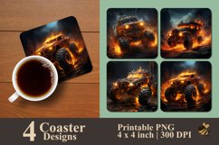 Fiery Car Coaster Sublimation Designs Product Image 1