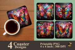 Butterfly Graffiti Coaster Sublimation Designs Product Image 1