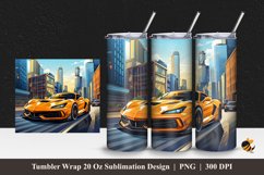 Sport Car At City Tumbler Wrap Sublimation Design 1 Product Image 1