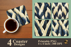 Yagasuri Feather Art Coaster Sublimation Design Product Image 1