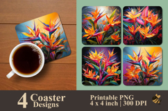 Tropical Bloom Radiance Coaster Sublimation Design Product Image 1
