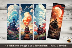 Smoky Old Train Bookmarks Sublimation Design Product Image 1