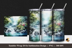 Painting Blue Waterfall Tumbler Wrap Sublimation Design 1 Product Image 1