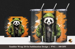 Panda Wearing Jacket Tumbler Wrap Sublimation Design 1 Product Image 1