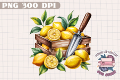 Lemon Sublimation Watercolor PNG Clipart Fruits Flowers Box Product Image 1