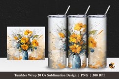 Aesthetic Painting Flower Tumbler Wrap Sublimation Design 1 Product Image 1
