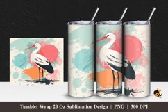 Colorful Stork Tumbler Wrap Sublimation Design 1 Product Image 1