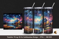 Night Rainbow Tumbler Wrap Sublimation Design 1 Product Image 1