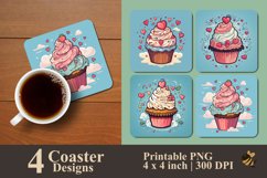 Pastel Cupcake Coaster Sublimation Designs Product Image 1