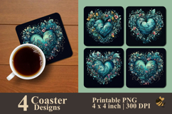 Queen Aqua Heart Coaster Sublimation Design Product Image 1