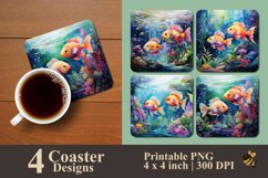 Watercolor Fish Coaster Sublimation Designs Product Image 1
