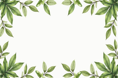Green Leaves Frame Background Product Image 1