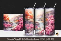 Beautiful River Flowers Tumbler Wrap Sublimation Design 1 Product Image 1