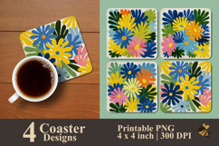 Colorful Daisy Burst Coaster Sublimation Design Product Image 1