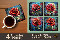 Rose Explosion Street Coaster Sublimation Design Product Image 1