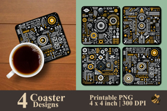 Geometric Tribal Abstract Coaster Sublimation Design Product Image 1