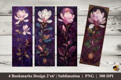 Magnolia Flowers Bookmarks Sublimation Design Product Image 1
