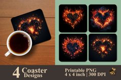Fire of Love Coaster Sublimation Designs Product Image 1